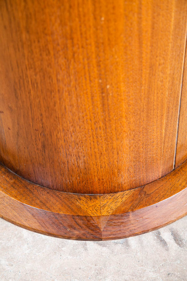 Mid Century Modern Cocktail Table Side End Round Glass Vintage Solid Walnut Mcm - Image 10