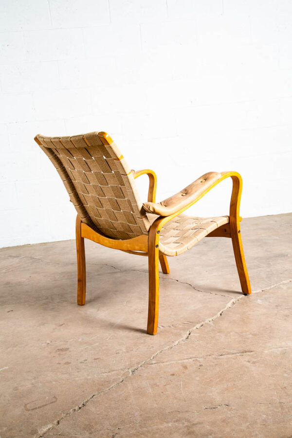 Mid Century Danish Modern Lounge Chair Gustav Axel Berg Canvas Leather Arms Mcm - Image 4