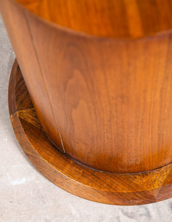 Mid Century Modern Cocktail Table Side End Round Glass Vintage Solid Walnut Mcm - Image 8