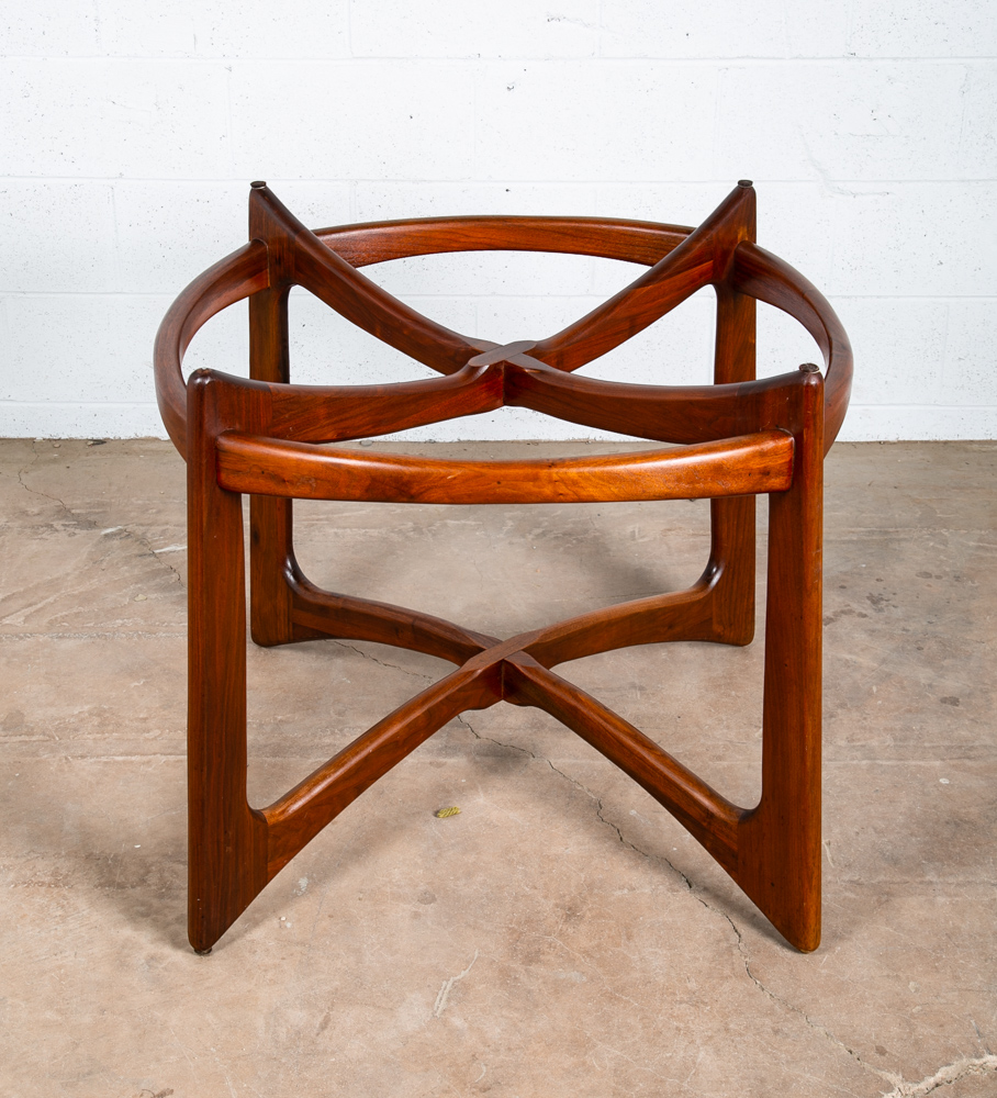 Mid Century Modern Dining Table Round Glass Adrian Pearsall Walnut 2458-T48 48in - Image 6