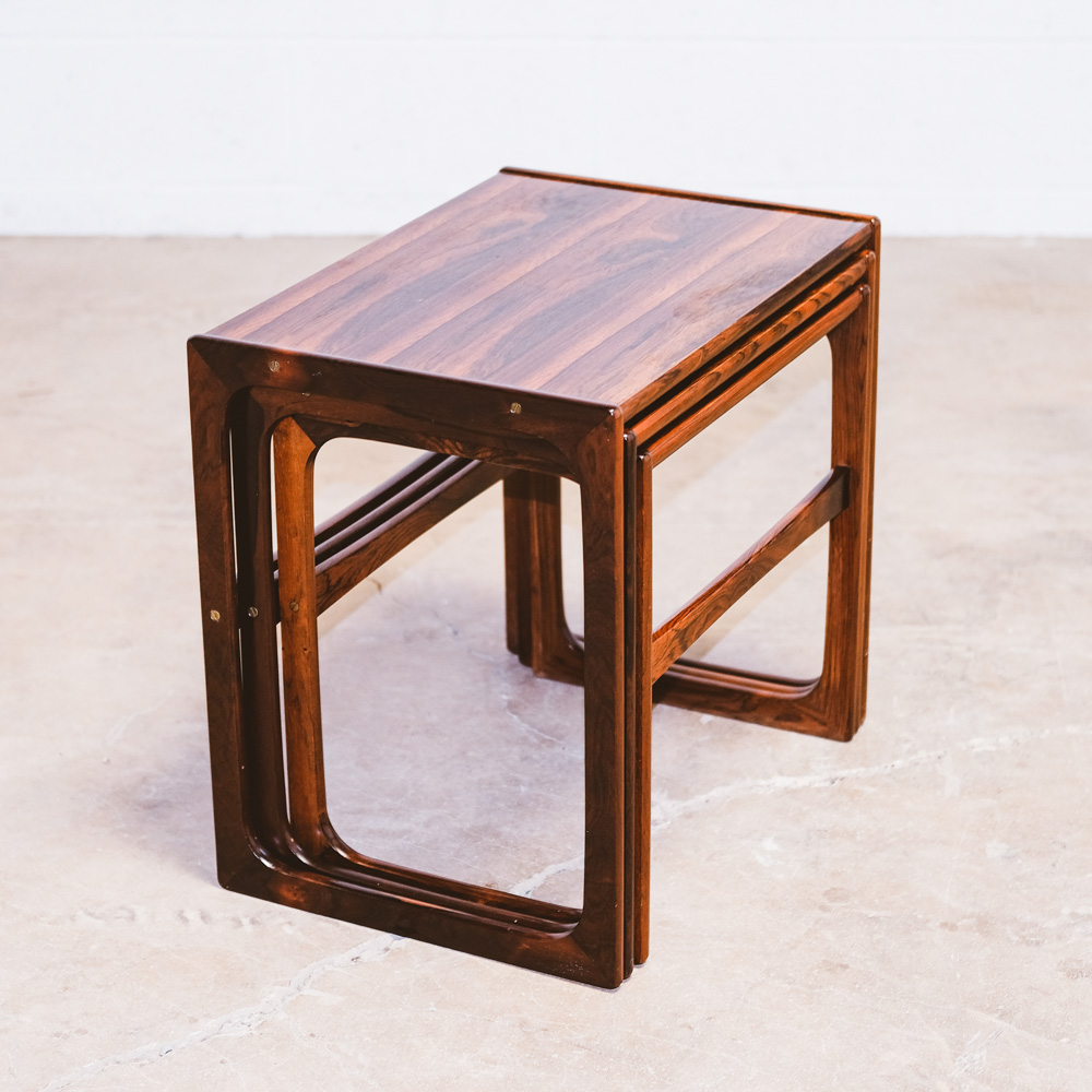 Mid Century Danish Modern Nesting Tables Brazilian Rosewood Set 3 Denmark Sled - Image 5