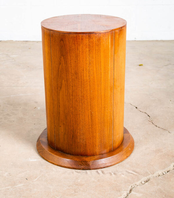 Mid Century Modern Cocktail Table Side End Round Glass Vintage Solid Walnut Mcm - Image 6