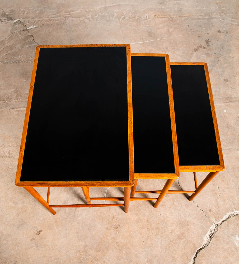 Mid Century Danish Modern Nesting Tables Illum Bolighus Teak Black 3 PJ Mobler - Image 10