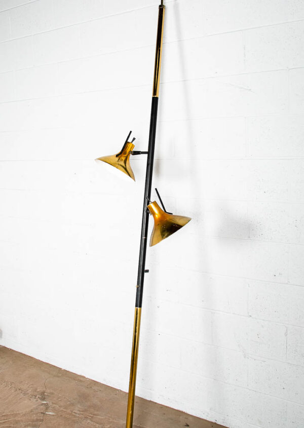 Mid Century Modern Floor Lamp Tempestini  Tension Pole 2 Light Brass Lightolier Thurston Mcm - Image 2