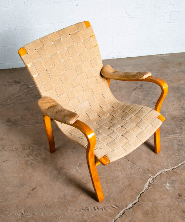 Mid Century Danish Modern Lounge Chair Gustav Axel Berg Canvas Leather Arms Mcm - Image 6