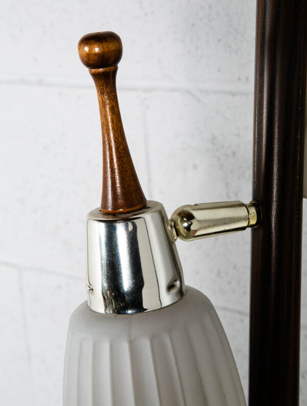 Mid Century Modern Floor Lamp Tension Pole 3 Light White Milk Glass Mcm Brass M - Image 12