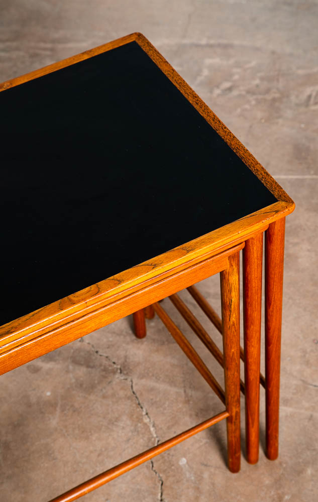 Mid Century Danish Modern Nesting Tables Illum Bolighus Teak Black 3 PJ Mobler - Image 11