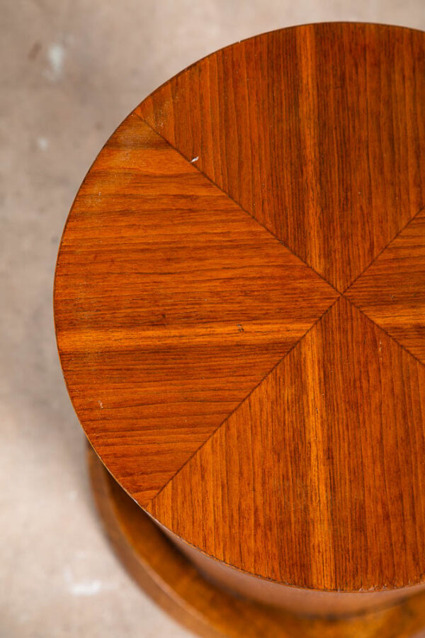 Mid Century Modern Cocktail Table Side End Round Glass Vintage Solid Walnut Mcm - Image 9