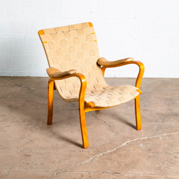 Mid Century Danish Modern Lounge Chair Gustav Axel Berg Canvas Leather Arms Mcm - Image 2