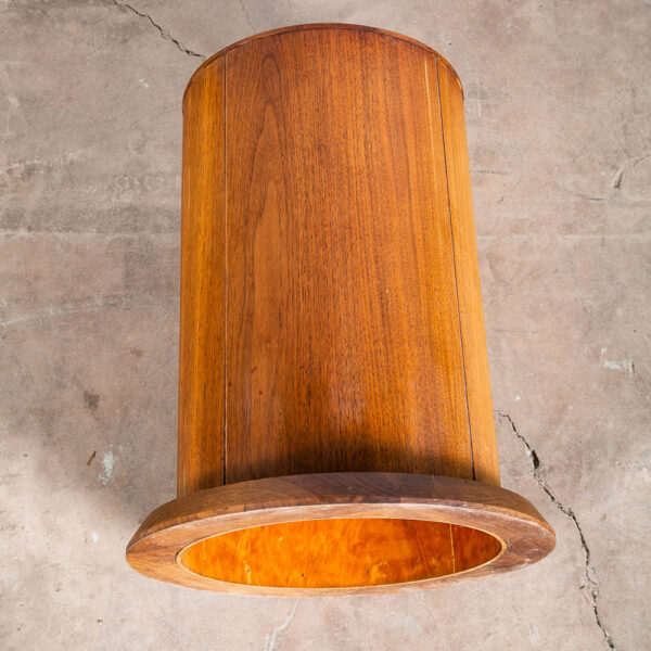 Mid Century Modern Cocktail Table Side End Round Glass Vintage Solid Walnut Mcm - Image 7