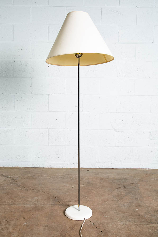 Mid Century Modern Floor Lamp Chrome 1 Light Lightolier Mcm Round Minimalist NM - Image 2