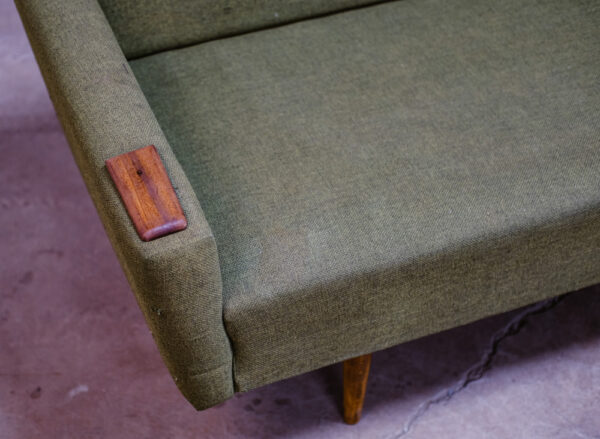 Mid Century Danish Modern Daybed Sofa Teak Green Wood Vintage Denmark 3 Seater - Image 5