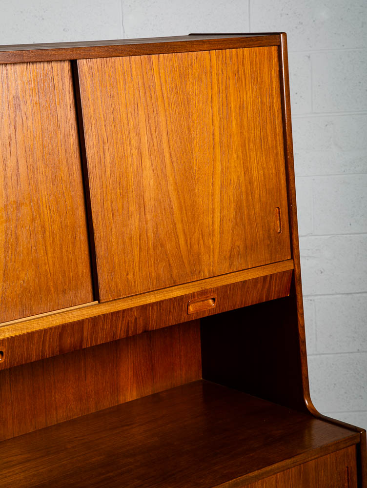 Mid Century Danish Modern Credenza Highboard Teak Oak Drawers 2 tier Cabinet Mcm - Image 10