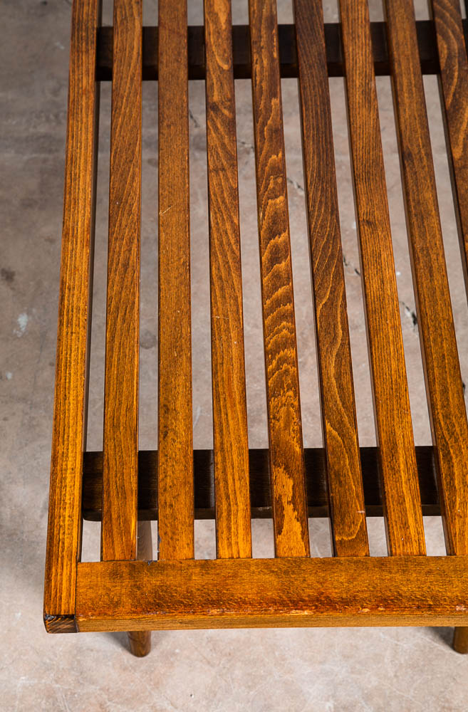 Mid Century Modern Slat Bench Coffee Table Pearsall Baughman Vintage Light Wood - Image 7