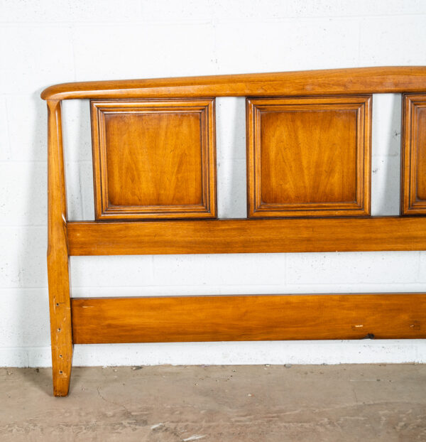 Mid Century Modern Headboard King Bed Frame Walnut White Furniture Vintage - Image 5