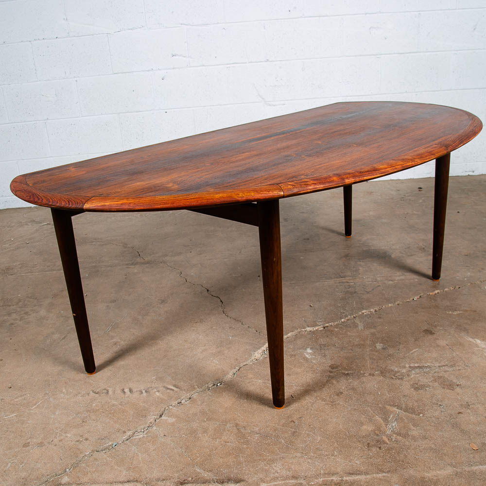 Mid Century Danish Modern Coffee Table Brazilian Rosewood Rounded Mcm Dark Wood - Image 5