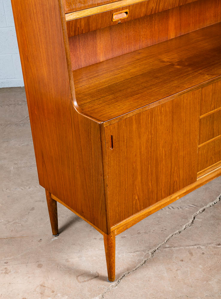 Mid Century Danish Modern Credenza Highboard Teak Oak Drawers 2 tier Cabinet Mcm - Image 9
