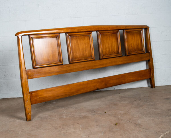 Mid Century Modern Headboard King Bed Frame Walnut White Furniture Vintage - Image 3