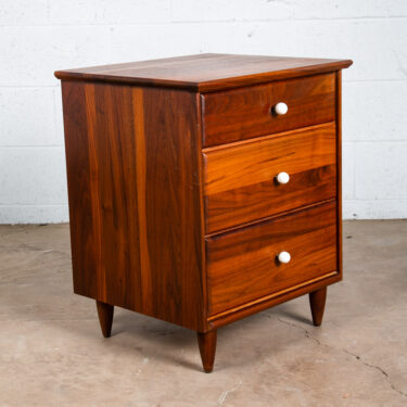 Mid Century Modern Nightstand End Side Table Solid Walnut Ace Hi Drexel 3 Drawer