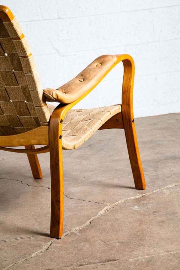 Mid Century Danish Modern Lounge Chair Gustav Axel Berg Canvas Leather Arms Mcm - Image 9