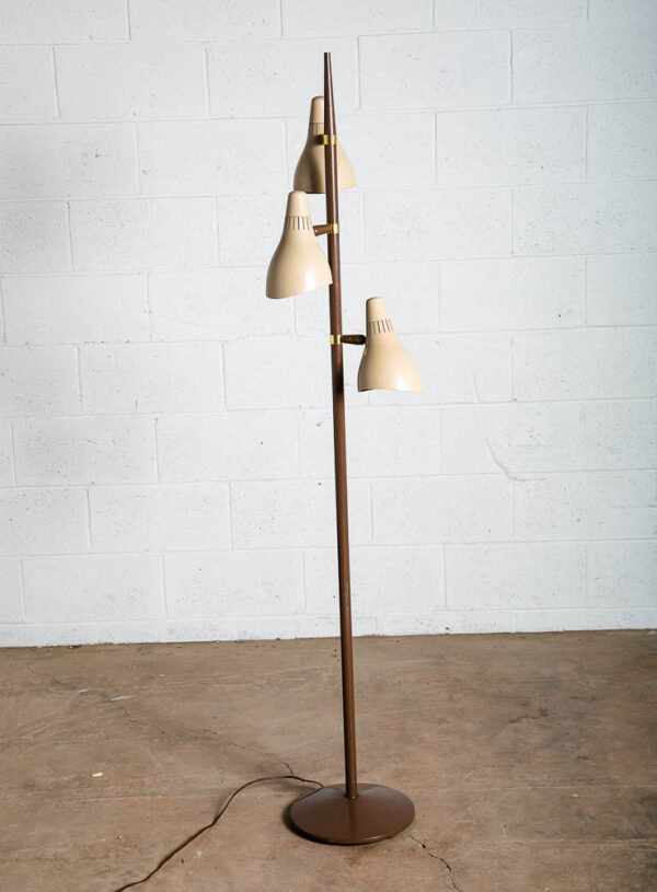 Mid Century Modern Floor Lamp Gerald Thurston Lightolier Brown Tan 3 Light Mcm - Image 5