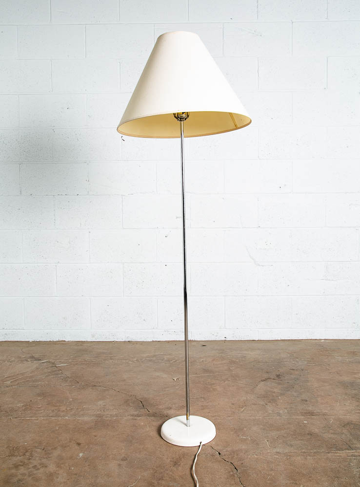 Mid Century Modern Floor Lamp Chrome 1 Light Lightolier Mcm Round Minimalist NM - Image 4