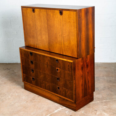 Mid Century Danish Modern Bookshelf Cabinet Brazilian Rosewood Doors Omann Jun 2