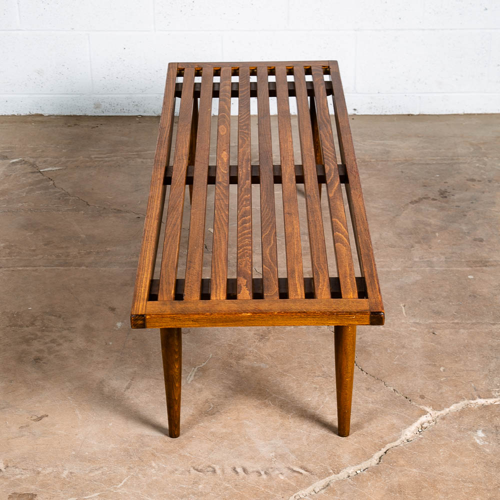 Mid Century Modern Slat Bench Coffee Table Pearsall Baughman Vintage Light Wood - Image 6