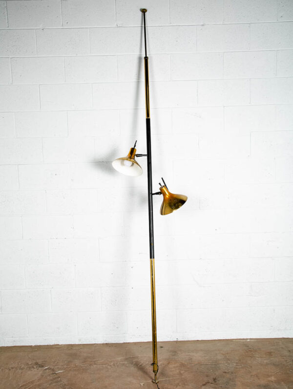 Mid Century Modern Floor Lamp Tempestini  Tension Pole 2 Light Brass Lightolier Thurston Mcm - Image 5