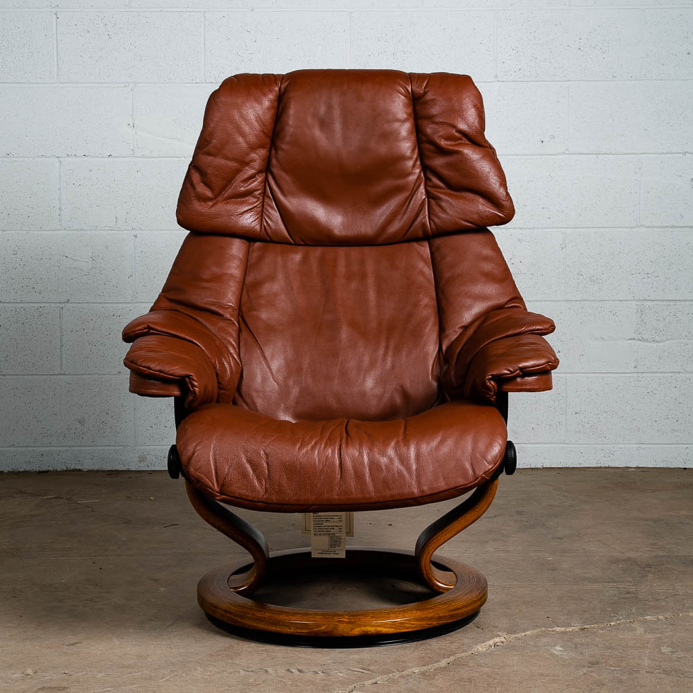 Mid Century Modern Lounge Chair Ox Blood Red Leather Ekornes Recliner Stressless - Image 5