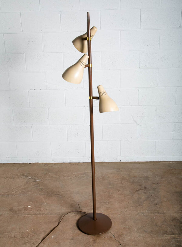 Mid Century Modern Floor Lamp Gerald Thurston Lightolier Brown Tan 3 Light Mcm - Image 2