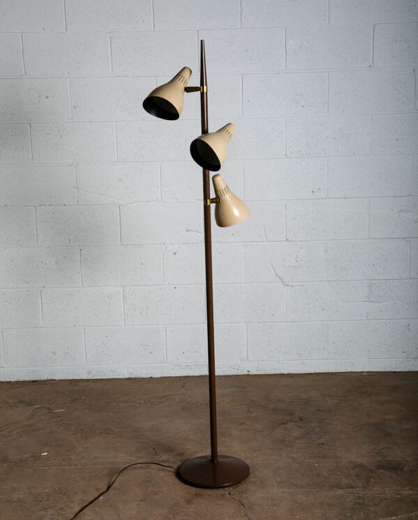 Mid Century Modern Floor Lamp Gerald Thurston Lightolier Brown Tan 3 Light Mcm - Image 3