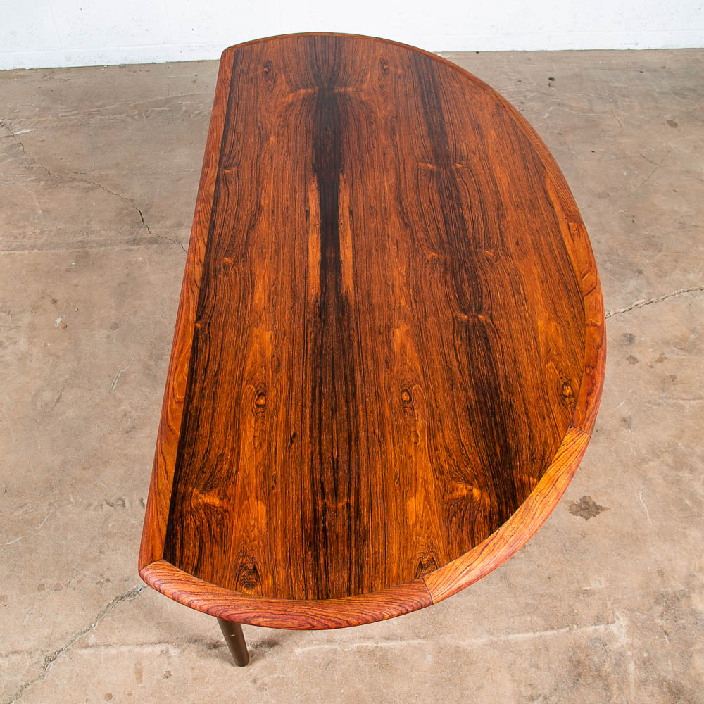 Mid Century Danish Modern Coffee Table Brazilian Rosewood Rounded Mcm Dark Wood - Image 2
