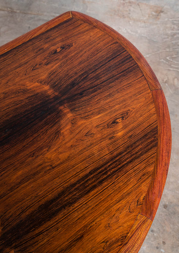 Mid Century Danish Modern Coffee Table Brazilian Rosewood Rounded Mcm Dark Wood - Image 9