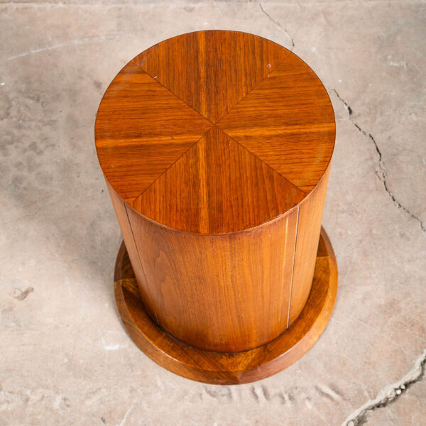 Mid Century Modern Cocktail Table Side End Round Glass Vintage Solid Walnut Mcm - Image 5