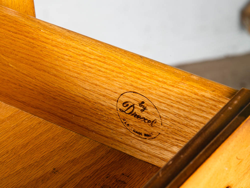 Mid Century Modern Dresser Highboy Drexel Bleached Walnut Burl Vintage 5 Drawer - Image 5