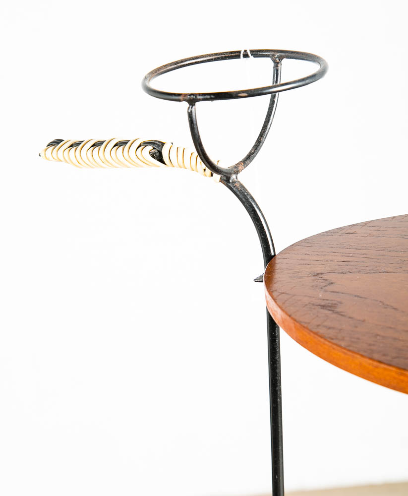 Mid Century Danish Modern End Table Side Teak Magazine Rack Compact Tripod 3 Leg - Image 2