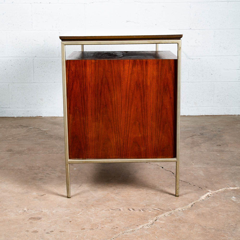 Mid Century Modern Desk Vista Of California Walnut Metal White 3 Drawers Mcm - Image 4