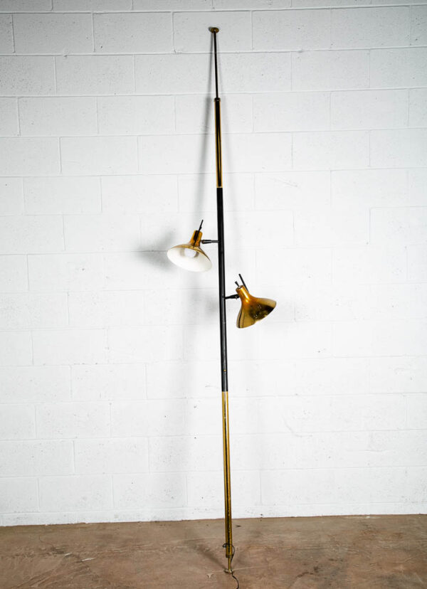 Mid Century Modern Floor Lamp Tempestini  Tension Pole 2 Light Brass Lightolier Thurston Mcm - Image 10