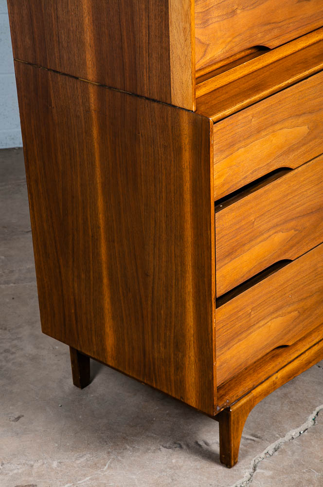 Mid Century Modern Dresser Highboy Kent Coffey Drexel 5 Drawer Walnut Vintage - Image 10