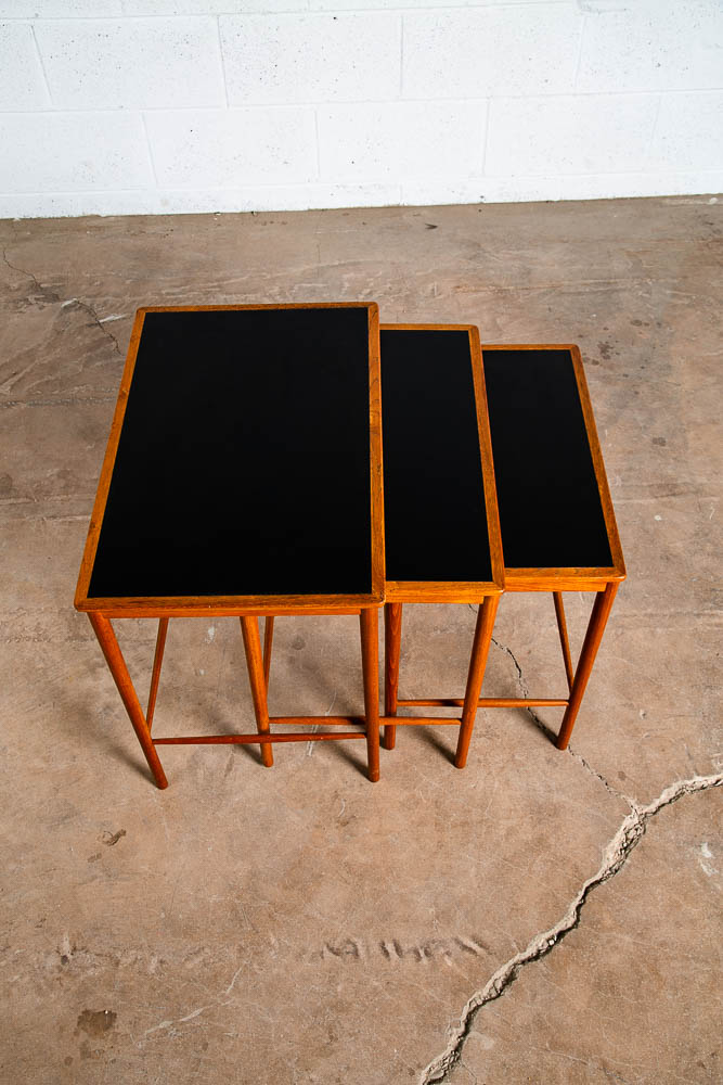 Mid Century Danish Modern Nesting Tables Illum Bolighus Teak Black 3 PJ Mobler - Image 5