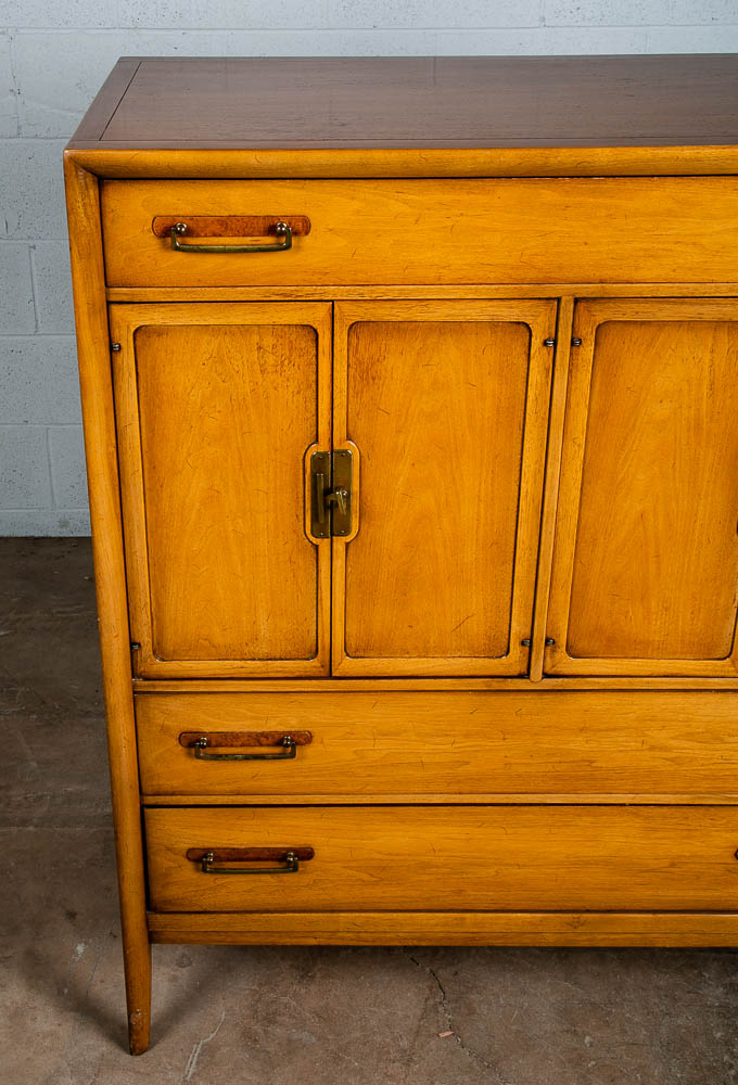 Mid Century Modern Dresser Highboy Drexel Bleached Walnut Burl Vintage 5 Drawer - Image 11