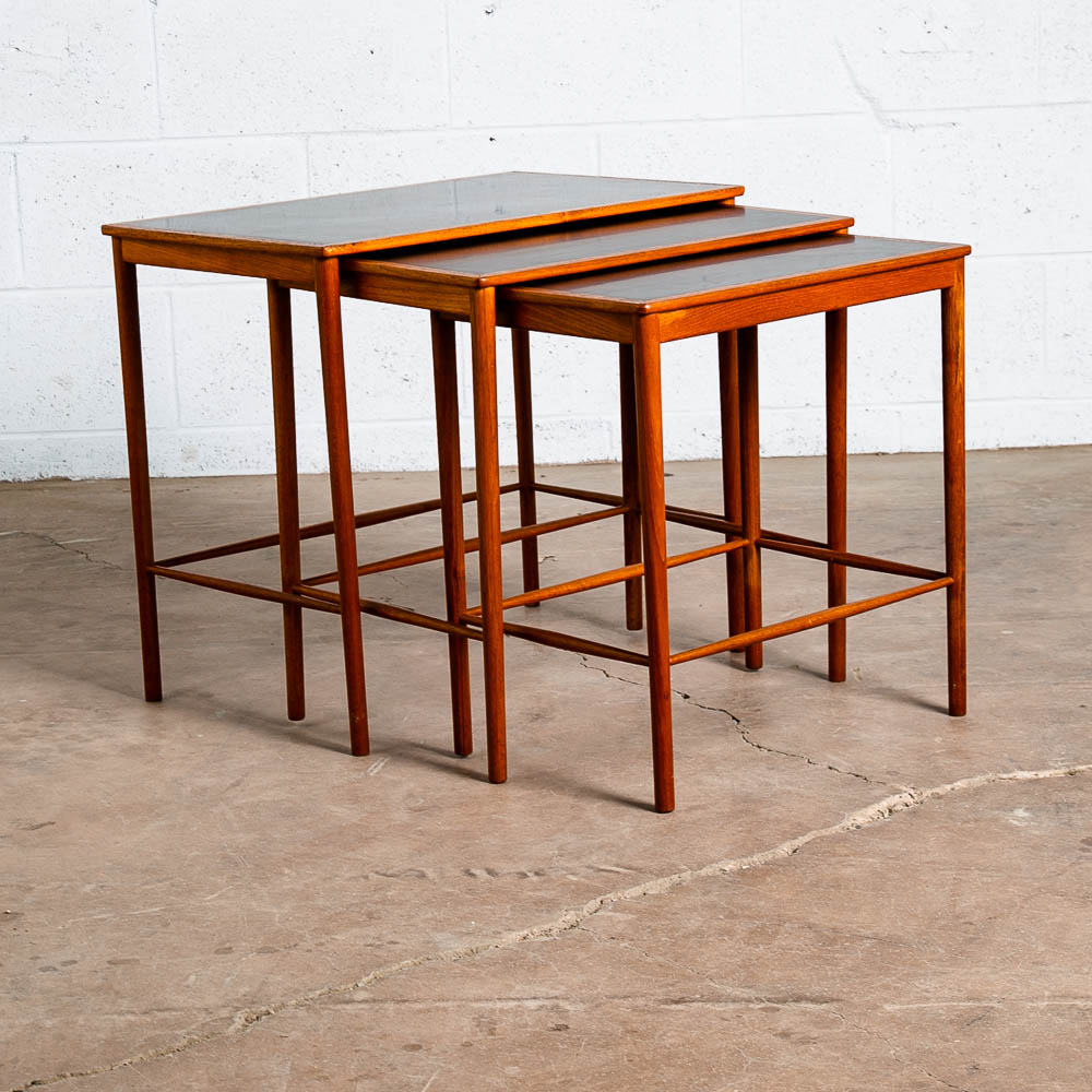 Mid Century Danish Modern Nesting Tables Illum Bolighus Teak Black 3 PJ Mobler - Image 3