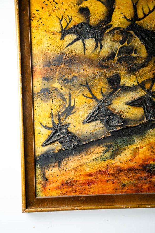 Mid Century Modern Original Painting Art Signed Luzon Impasto Oil Canvas 1960s - Image 5