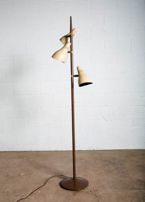 Mid Century Modern Floor Lamp Gerald Thurston Lightolier Brown Tan 3 Light Mcm - Image 4
