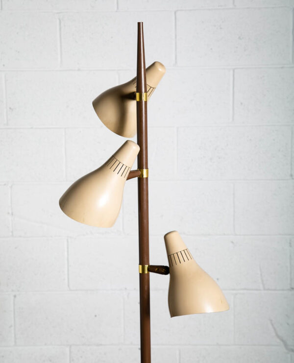 Mid Century Modern Floor Lamp Gerald Thurston Lightolier Brown Tan 3 Light Mcm