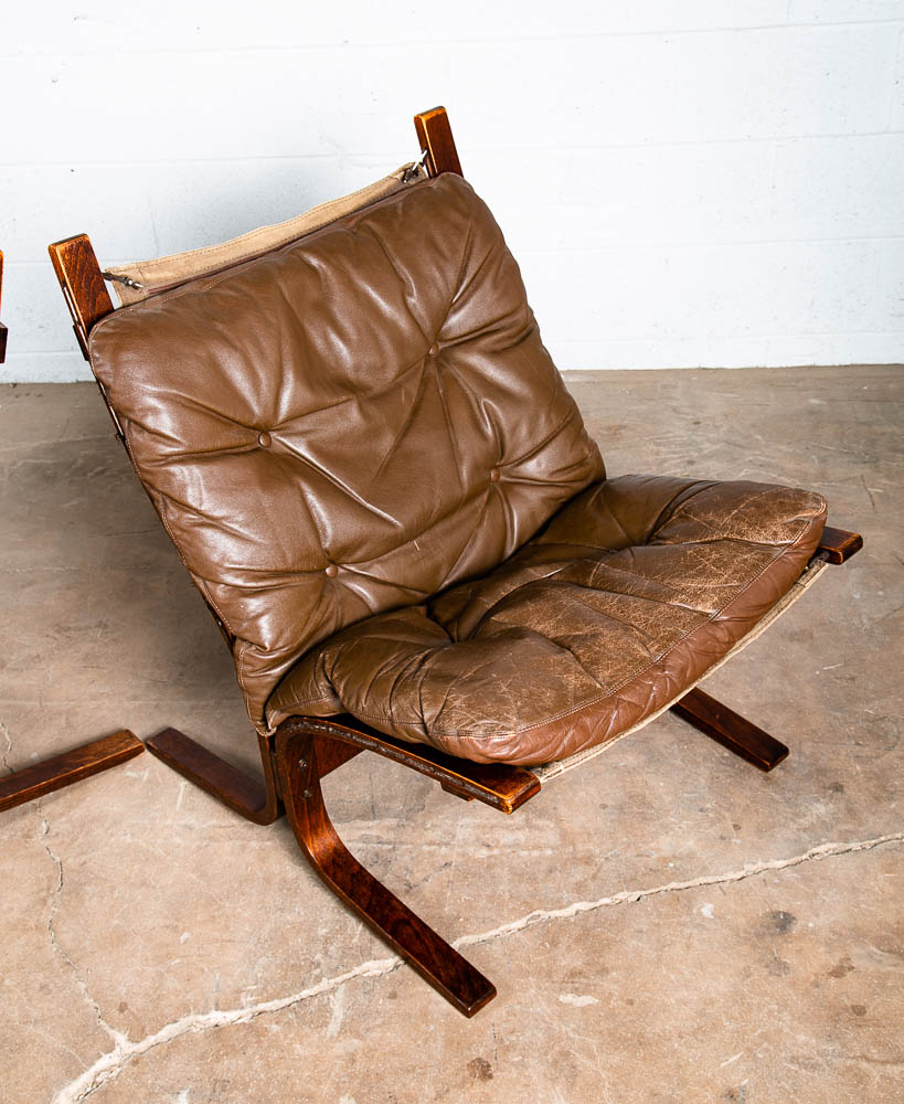 Mid Century Danish Modern Lounge Chairs Ingmar Relling Westnofa Brown Leather NM - Image 9