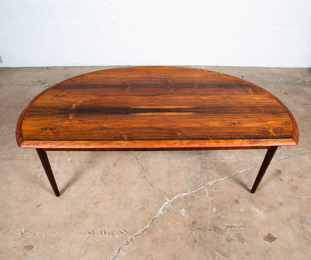Mid Century Danish Modern Coffee Table Brazilian Rosewood Rounded Mcm Dark Wood - Image 4