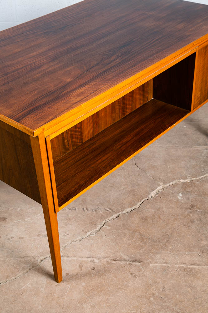 Mid Century Danish Modern Desk Executive Teak Oak 7 Drawer Bookshelf Cabinet VG - Image 12