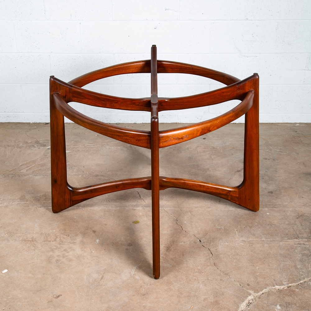 Mid Century Modern Dining Table Round Glass Adrian Pearsall Walnut 2458-T48 48in - Image 5